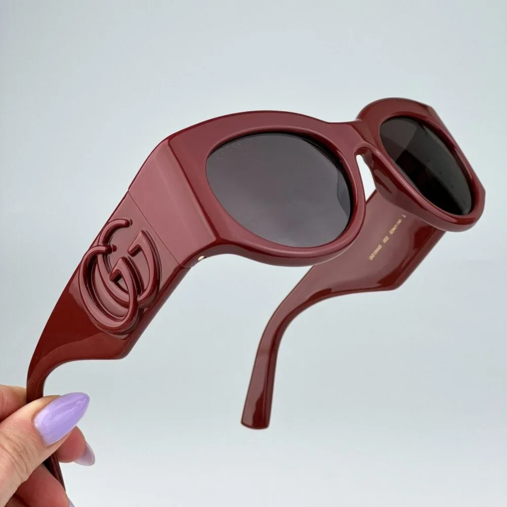 Gucci GG1544S 002 BRAND NEW Sunglasses Burgundy Brown Unisex Oval - Picture 2 of 11